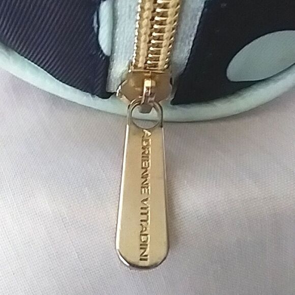 Adrienne Vittadini Cosmetic Storage 2 Piece Bags Polka Dot Navy Mint Like New - Picture 5 of 13